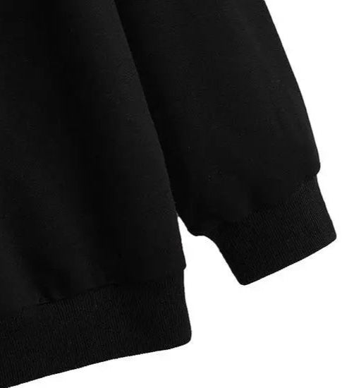 Men's Fullsleeve Round Neck Black Cotton Sweatshirt