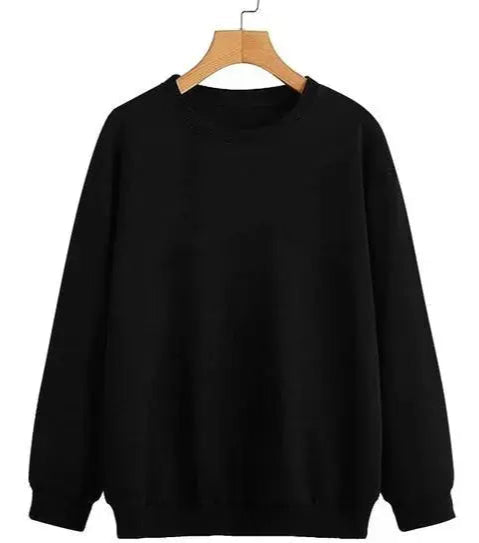 Men's Fullsleeve Round Neck Black Cotton Sweatshirt