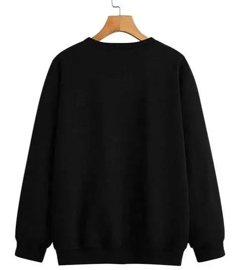 Men's Fullsleeve Round Neck Black Cotton Sweatshirt